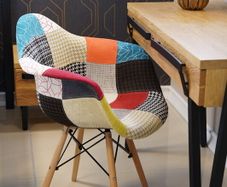 Vivid Mosaic Patchwork Armchair with Beech Legs