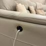 Cream leather reclining sofa with charging ports Image 2