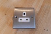 1 Gang Single Socket Brushed Steel