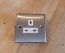 1 Gang Single Socket Brushed Steel