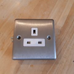 1 Gang Single Socket Brushed Steel