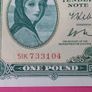 Irish 1974 Lady Lavery One pound banknote in uncirculated condition Image 2