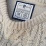 Mens cable-knit long sleeve crew neck sweater cream size medium Image 3