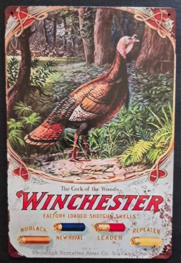 Winchester firearms company, vintage style metal sign .
