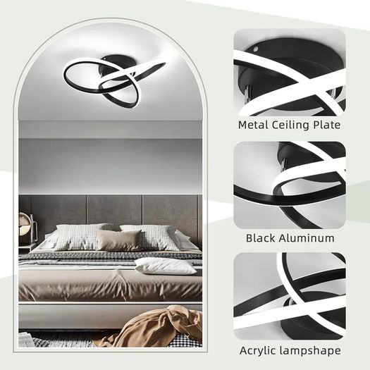 Led Ceiling Light Dimmable, Modern Led Ceiling Lamp with Remote Control, Minimalist Black Ceiling Lights for Bedroom Kitchen Living Room Dining Office Hallway - 42W, Black, 40cm, 3000K-6000K
