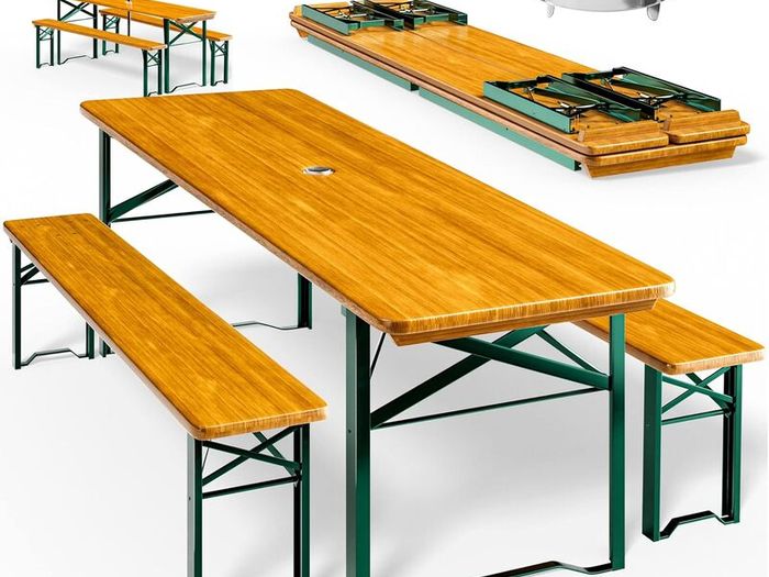 Foldable 3-Piece Beer Garden & Picnic Table Set