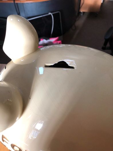 Vintage Antique Porcelain Large Piggybank