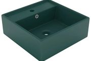 Luxury Basin Overflow Square Matt Dark Green 41x41 cm Ceramic