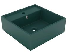 Luxury Basin Overflow Square Matt Dark Green 41x41 cm Ceramic