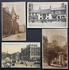 4 Vintage Scotland Postcards Edinburgh Ayr Street Scenes Tam O Shanter Job Lot c1900