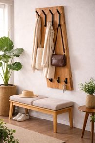 Wall Coat Rack Acacia Solid Wood