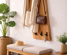 Wall Coat Rack Acacia Solid Wood