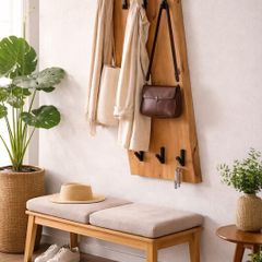 Wall Coat Rack Acacia Solid Wood
