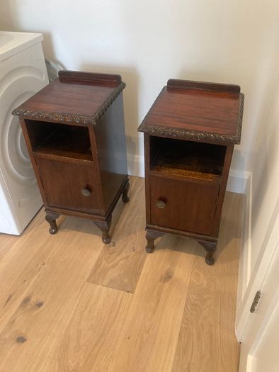 Antique Bedside Lockers - Pair - Mahogany
