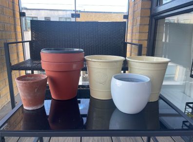 Collection of assorted plant pots