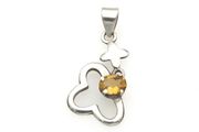 Vintage 925 Sterling Silver &amp; Citrine Butterfly Pendant