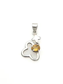Vintage 925 Sterling Silver & Citrine Butterfly Pendant