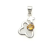 Vintage 925 Sterling Silver & Citrine Butterfly Pendant