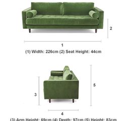 A stunning and comfortable green velvet sofa