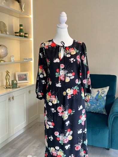 Ladies Black Multi Coloured Dress from Dunne Stores UK 10 / EU 38
