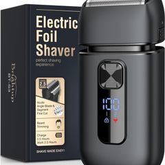 Brightup Foil Shaver, Electric Razor for Men, Upgraded Electric Shaver with Pop Up Trimmer, USB-C Rechargeable, Waterproof, Cordless, Double Floating Blade for Close Shaving, Black