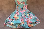Girls green flowery Abel &amp; Lula dress age 6-9 approx