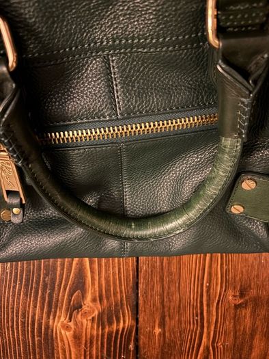 Kenneth Cole Forest Green Pebbled Leather Satchel Bag (Terenure)