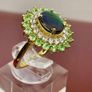 Ammolite, Tsavorite Garnet White Zircon Ring Image 7