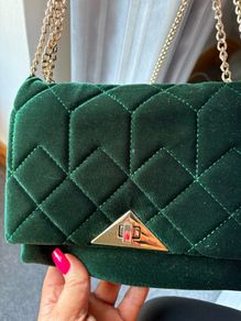 Olga Berg green velvet bag