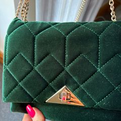 Olga Berg green velvet bag
