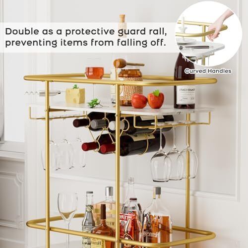 Drinks Trolley on Wheels Gold