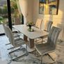 Tempered glass top extendable dining table set with chairs Image 2