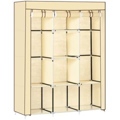 Fabric Wardrobe, with Rails and Shelves - Beige