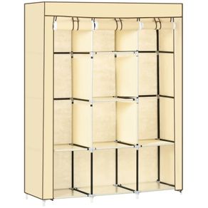 Fabric Wardrobe, with Rails and Shelves - Beige