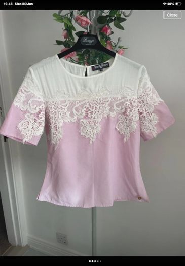 short sleeve pink & white top uk size 8 rant & rave brand