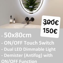 LED Bathroom Mirror Oval 50x80cm