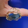 Adjustable ring with faceted blue Agate stone & gold plated setting Image 4