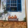 The Patio origional oil painting signed Dorothy Rochford Listed Irish artist of a mediterranean scene Image 3