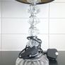 Pair of glass table lamps with black shades Image 2