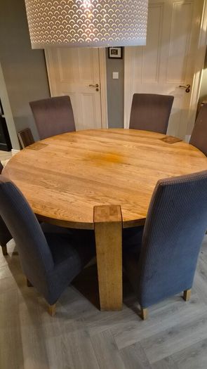 solid oak dining table.