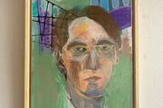 Original W.B Yeats William Butler Yeats Portrait in Abstract Painting Framed by Artist