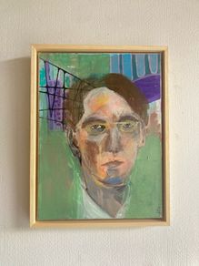 Original W.B Yeats William Butler Yeats Portrait in Abstract Painting Framed by Artist