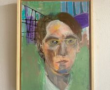 Original W.B Yeats William Butler Yeats Portrait in Abstract Painting Framed by Artist