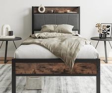 3ft Single Bed Frame with Storage Headboard