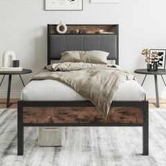 3ft Single Bed Frame with Storage Headboard