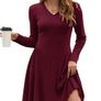Brand New AUSELILY Women's Winter Dress Long Sleeve V-Neck Chic and Elegant Image 3