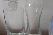 2 Uniquely Shaped  Glass Decanters