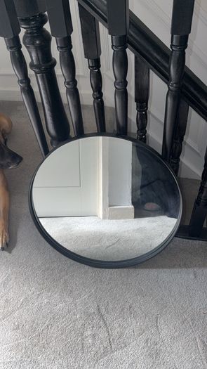 Round Black Metal Frame Mirror (50cm) Heavy Quality