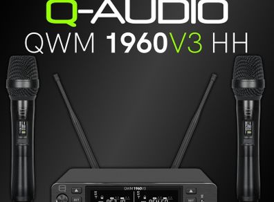Q-Audio QWM 1960 V3 HH UHF Dual Channel True Diversity Dual Handheld Wireless Mic System