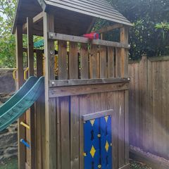 Wooden Playhouse with Slide & Climbing Frame